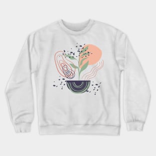 Abstract shapes lines dots and leaves digital design Crewneck Sweatshirt